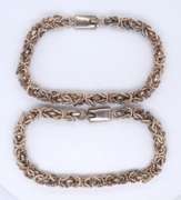 Group Lot of 2 Vintage Sterling Silver Fancy Link Bracelets