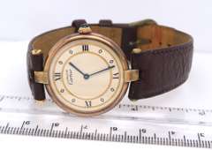 Genuine Ladies must de cartier 18k gold over silver watch