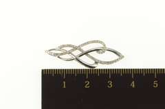 10K White Gold 0.30 Ctw Diamond Encrusted Wavy Loop Swirl Pendant