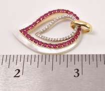 Ravishing Ruby, Diamond, and Mother of Pearl Pendant in 14K Yellow Gold