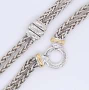 David Yurman 2 Tone Double Wheat Row Chain Necklace