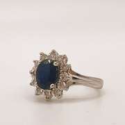 14kt Gold, Blue Sapphire, & Diamond Cocktail Ring