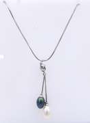 Vintage Sterling Silver Pearl Dangle Necklace