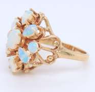 Fabulous Yellow Gold opal Cluster Ring