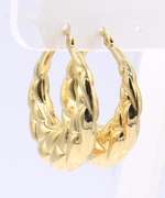 Stunning Yellow Gold Quilted Hoop Earrings