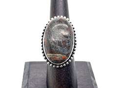 Brown Natural Gemstone in Beaded Tibetan Silver Ring
