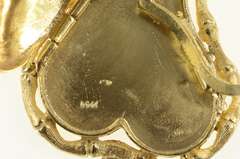 14K Yellow Gold 1930's Curvy Heart Ornate Love Symbol Pendant