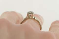 14K White Gold 0.21 Ctw 1940's Diamond Solitaire Engagement Ring