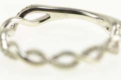 10K White Gold Pave Diamond Twist Design Stackable Band Ring