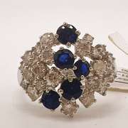 14kt Gold, Blue Sapphire, & Diamond Cocktail Ring