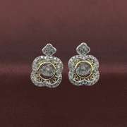 Detailed two tone square Dancing Earrings