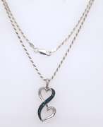 Vintage Italian Sterling Silver Cubic Zirconia Pendant on Chain Necklace