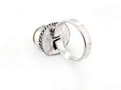 Petite Tiger's Eye in Double-Rope Design Tibetan Silver Ring
