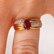 18kt Yellow Gold, Ruby, & Diamond Cocktail Ring