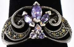 Sterling Silver Amethyst Wheat Bundle Ring