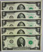 (5) Superb Crisp 2013 $2 Star Replacement Notes New York-Consecutive!