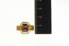 14K Yellow Gold Emerald Garnet Diamond Halo Citrine Ring