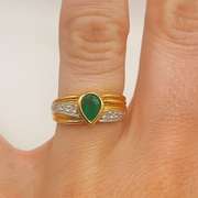 18kt Yellow Gold, Emerald, & Diamond Cocktail Ring