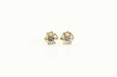 14K Yellow Gold Round Cubic Zirconia Classic Stud Solitaire Earrings