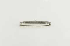 10K White Gold Art Deco Filigree Ornate Floral Bar Pin/Brooch