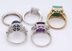 Vintage Group Lot of 925 Sterling Silver 5 Rings