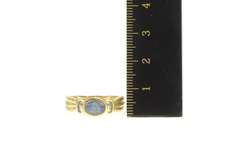 10K Yellow Gold Oval Sim. Black Opal Diamond Accent Statement Ring
