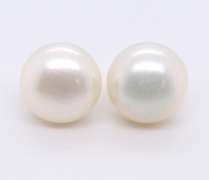14kt Yellow Gold Button Pearl Stud earrings