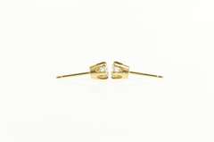 14K Yellow Gold Round Cubic Zirconia Classic Stud Solitaire Earrings