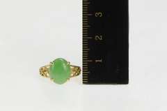 14K Yellow Gold Jadeite Retro Scalloped Lattice Statement Ring