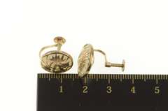 10K Yellow Gold Ornate Chinese Dragon Jade Screw Back Earrings