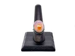 Oval Orange & White Agate Tibetan Silver Ring