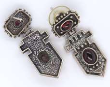 Vintage Sterling Silver Signed Gemstone Dangle Earrings