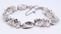 Vintage Sterling Silver Flower Style Link Bracelet