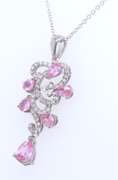 Fabulous White Gold Pink Sapphire and Diamond Pendant on Chain
