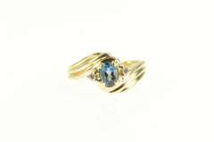 14K Yellow Gold London Blue Topaz Diamond Bypass Engagement Ring