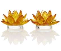 Crystal Gold Lotus Candleholder - Set of 2