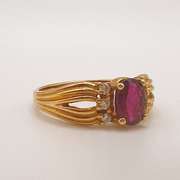 18kt Yellow Gold, Ruby, & Diamond Ring