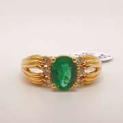 18kt Yellow Gold, Emerald, & Diamond Ring