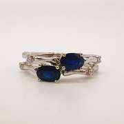 14kt Gold, Blue Sapphire, & Diamond Cocktail Ring