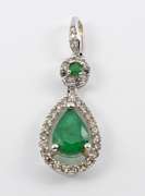 Contemporary Emerald and Diamond Pendant
