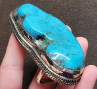 Unique! 430ct rich robin egg blue Turquoise buckle