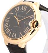 Cartier Ballon Blue 42mm. 18kt Rose Gold Brown Leather Watch