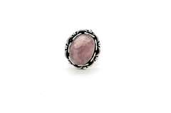Cabochon Rose Quartz in Tibetan Silver Energy Ring