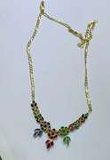 14kt Solid Yellow Gold, Ruby, Emerald, & Blue Sapphire Necklace