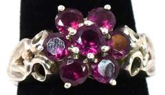 Sterling Silver Pink Gemstone Flower Ring