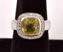 Luxurious Lemon Quartz Ring in 14K White Gold