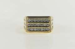 10K Yellow Gold 0.75 Ctw Diamond Squared Men's Statement Ring