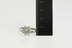 14K White Gold Round Floral Halo Wrap Wedding Band Guard Ring