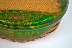 Rare Vintage Vietnamese Handcrafted Rattan and Bamboo Nesting Lidded Baskets, Set of 3