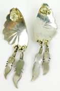 Vintage Sterling Navajo Turquoise Feather Earrings
